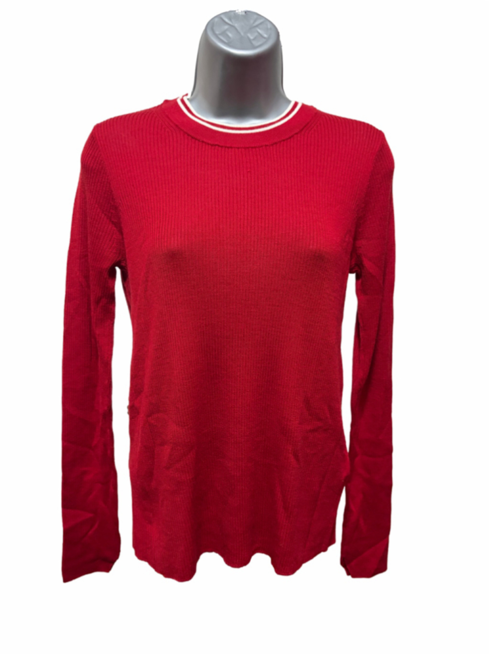 NWT Madewell Double Layered Crewneck in Merino-Silk Blend Size medium in red - Picture 2 of 10